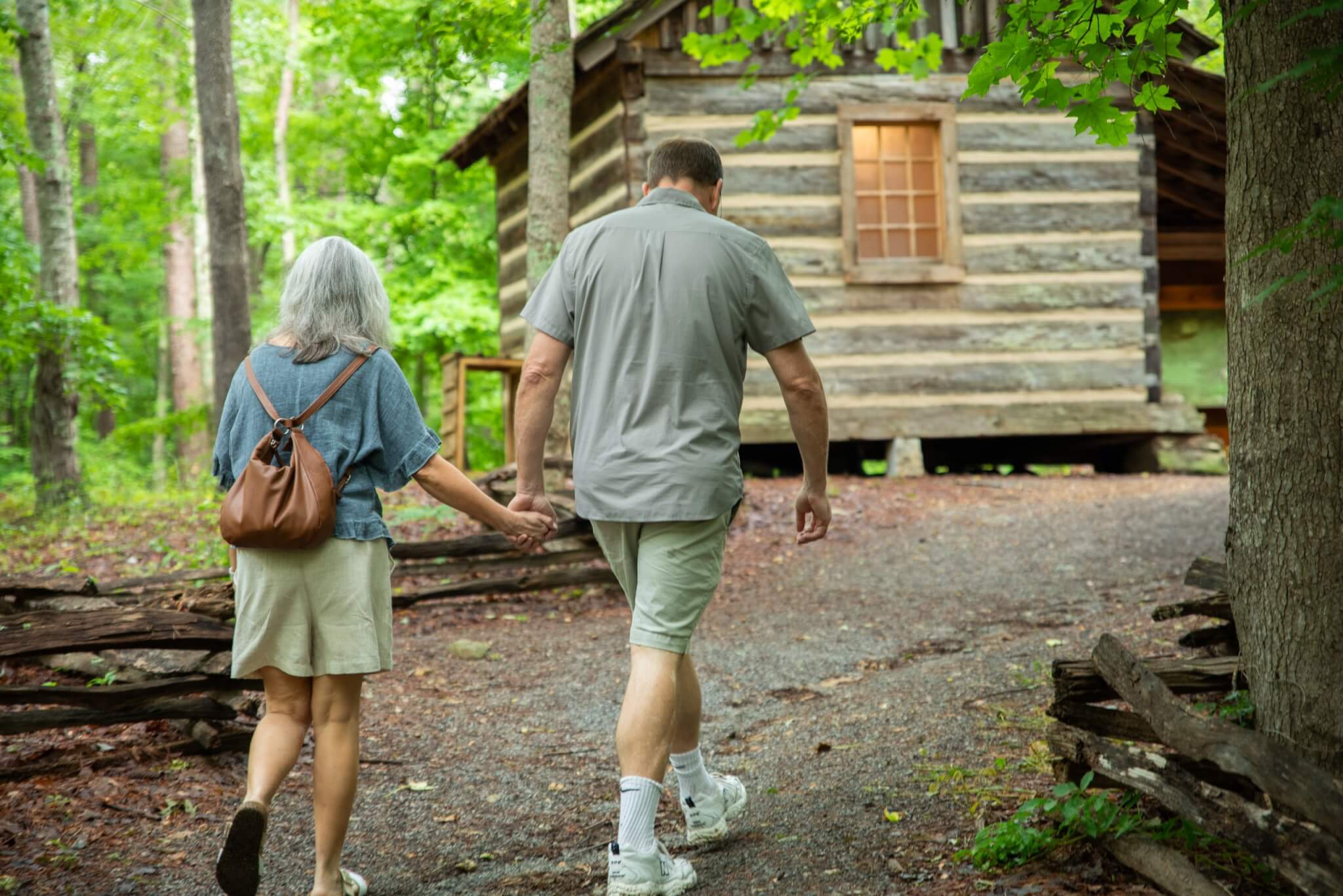 couple walking at Kings Mountain State Park